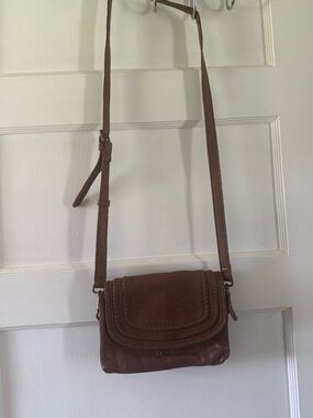 Vintage Leather Women’s Brown Leather Crossbody Bag with Braided Flap